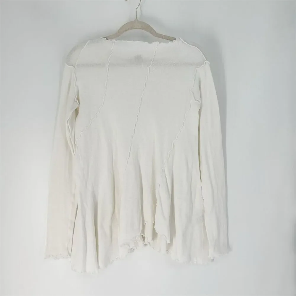 Free People Women's Full Swing Tunic Top White Asymmetric Long Sleeve Blouse, S - Picture 8 of 13